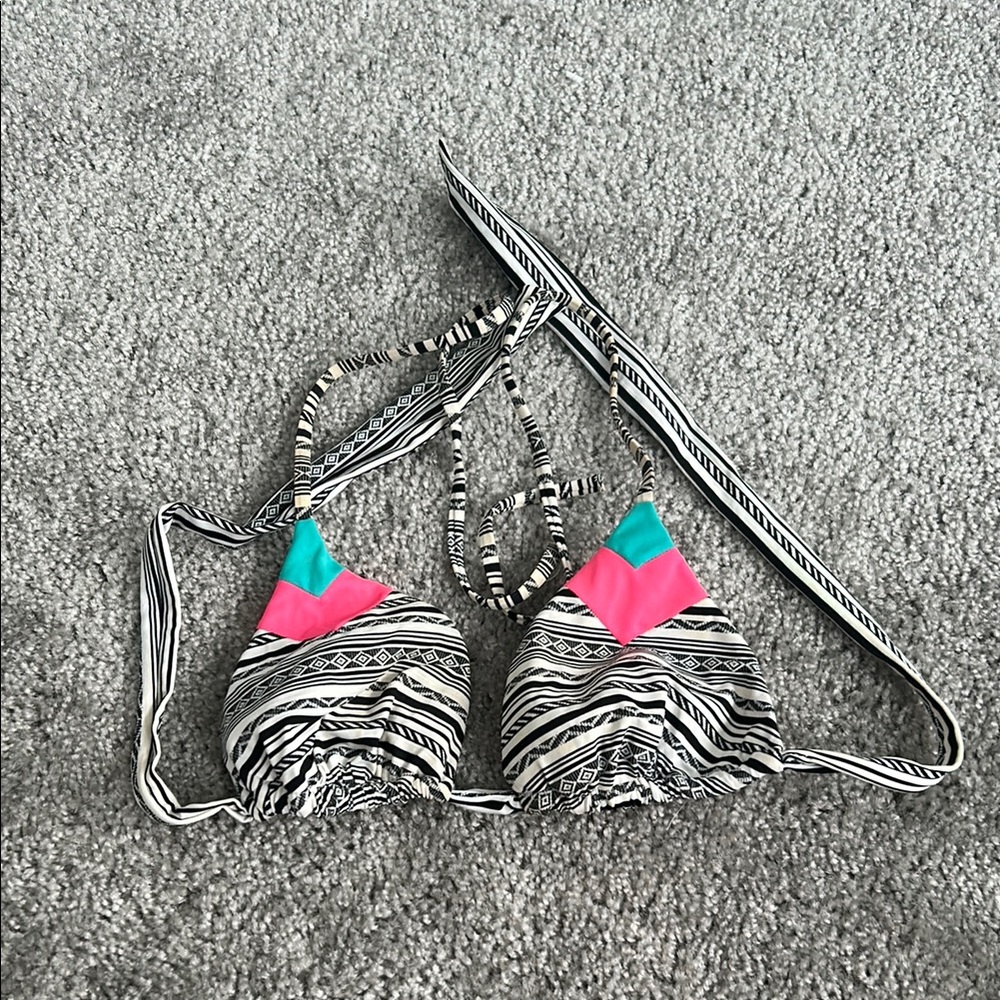 Striped Pink and Blue Bikini Top